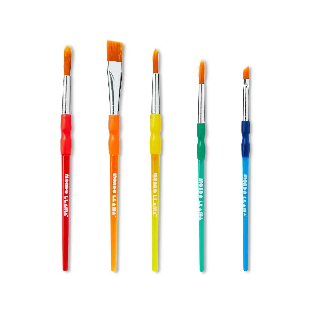5ct Paintbrush Set - Multicolor Artist Brushes for Watercolor, Round & Flat, 6.25" Length - Image 3