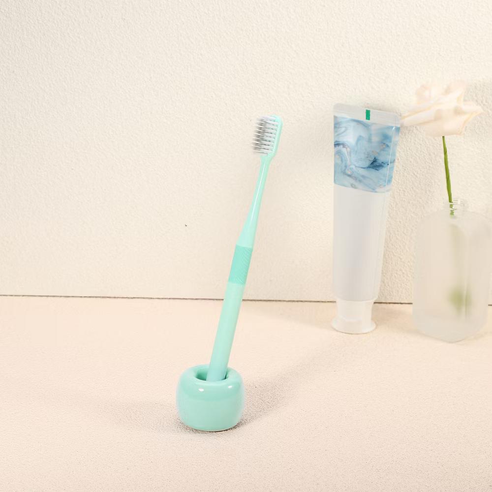 Bathroom Round Mini Ceramic Toothbrush Holder 1.65"x1.18" 2Pcs - Image 28