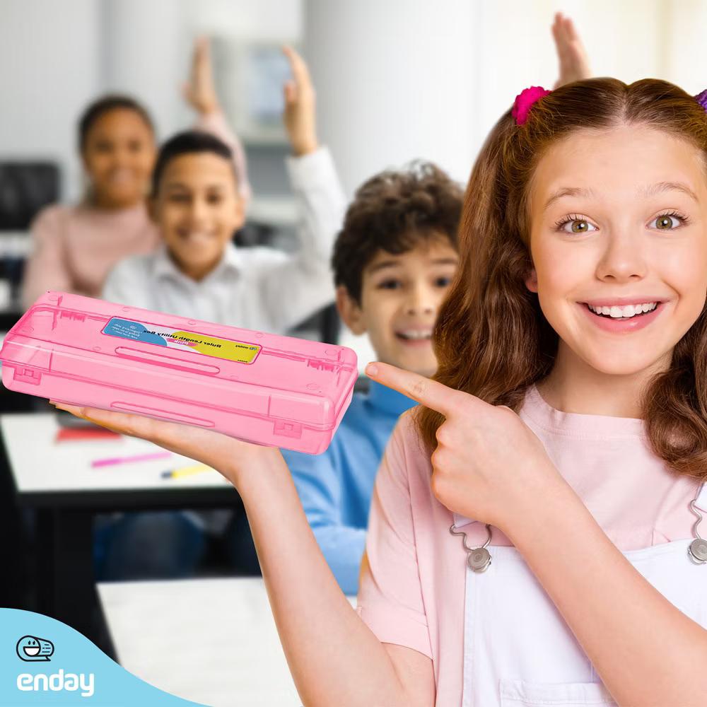 Pencil Box, Storage Organizer Utility Box, Multipurpose Long Ruler Length School Office Supplies Plastic Pencil Case for Kids & Adults - Image 23