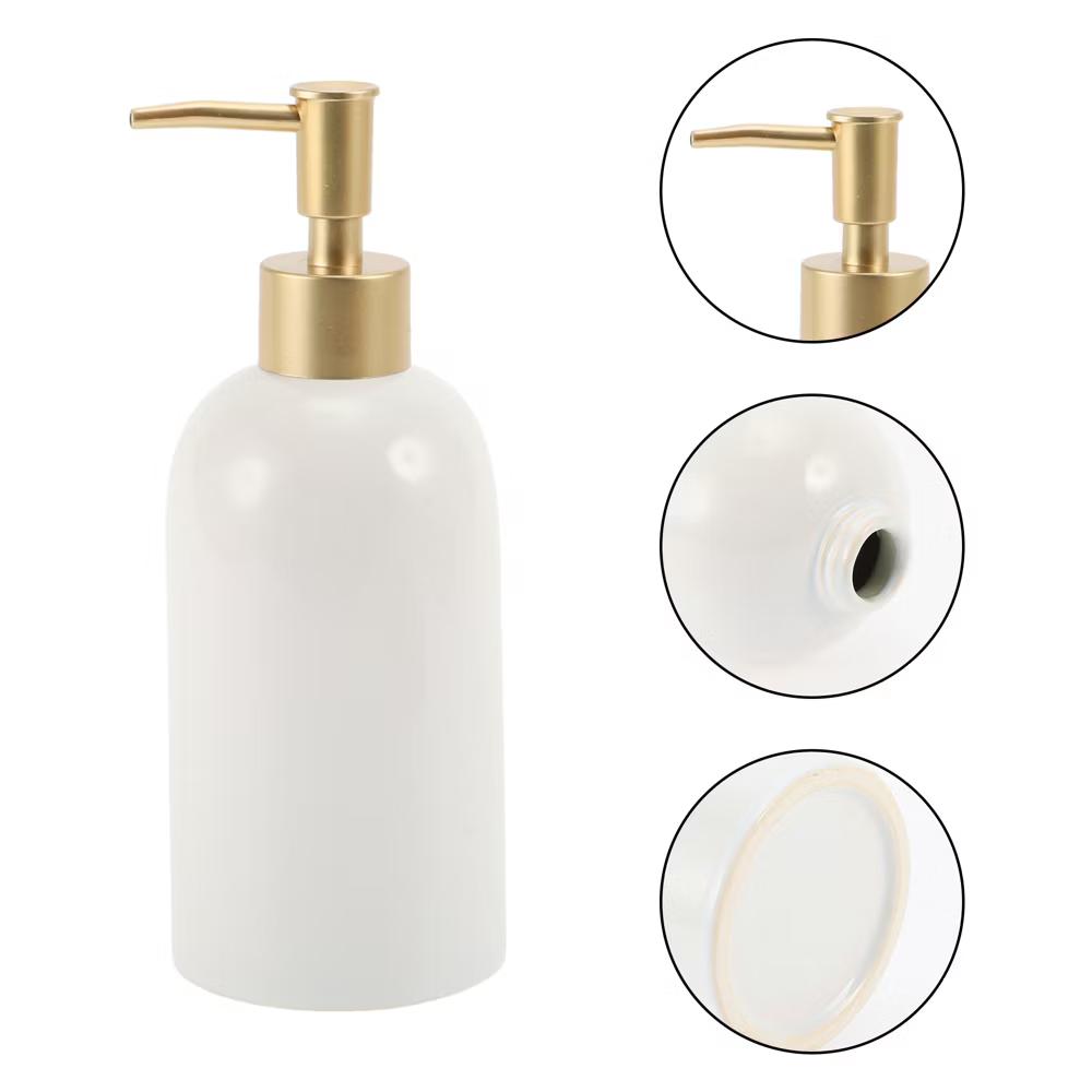 Simple Cylindrical Soap Pump Dispenser for Bathroom 320ml White 1 Pc - Image 5
