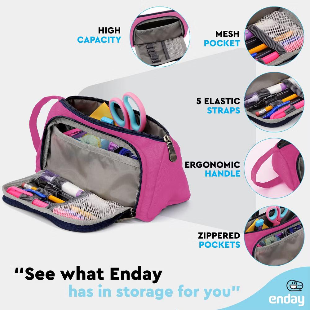 Large Capacity Pencil Case, 3-Compartment Zipper Pencil Pouch, Cute Pencil Case Organizer - Image 16