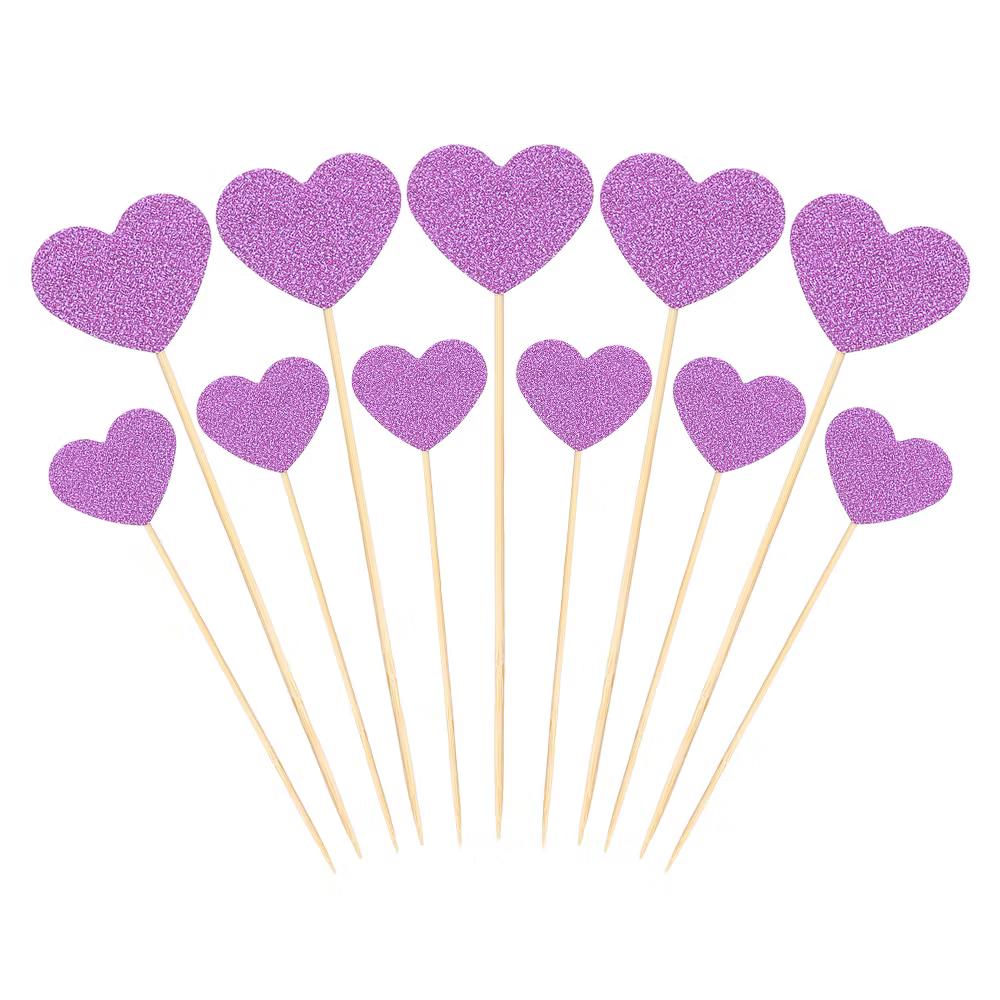 Wedding Engagement Birthday Decoration Heart Shape Cupcake Toppers Picks 50 Pcs - Image 8