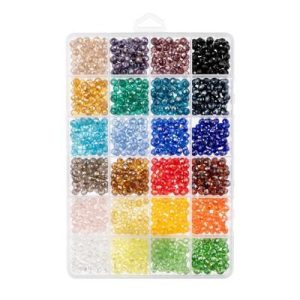 1200pcs 6x5mm Assorted Glass Beads, Colorful Round Bead for DIY Crafts Jewelry Making Bead Box