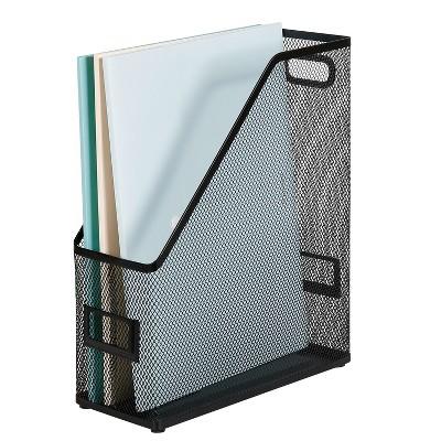 Mesh Magazine File Black - Steel File Organizer & Holder, 12" H, No Assembly Required