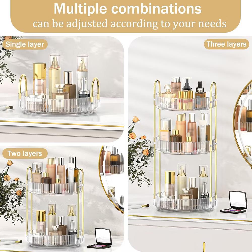 AEELLEEA 360° Rotating Makeup Organizer, 3 Tier Lazy Susan Cosmetic Storage for Vanity, Bathroom Countertop, Skincare & Perfume Holder - Image 2
