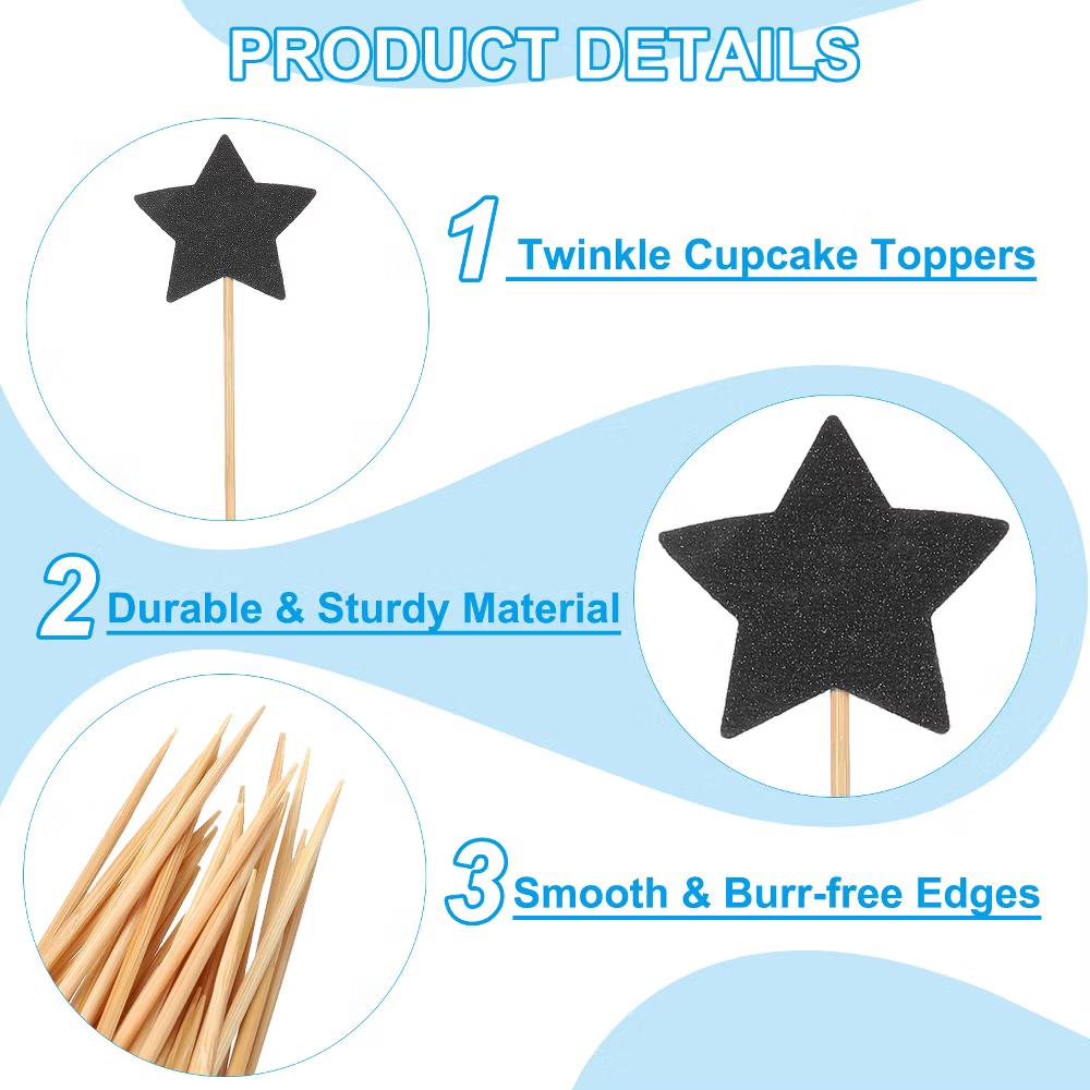Birthday Party Supplies Little Star Cupcake Toppers 50 Pcs - Image 6