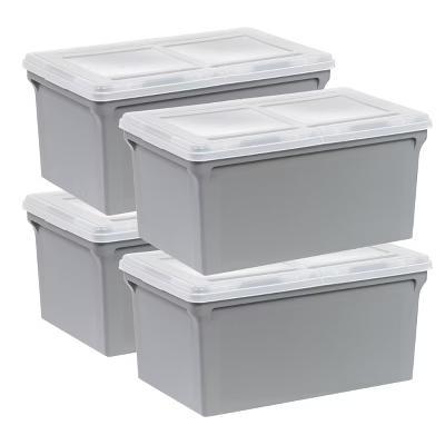 22''x13''x10'' 4pc Split Lid Plastic Storage Bins File Boxes Gray - Image 5