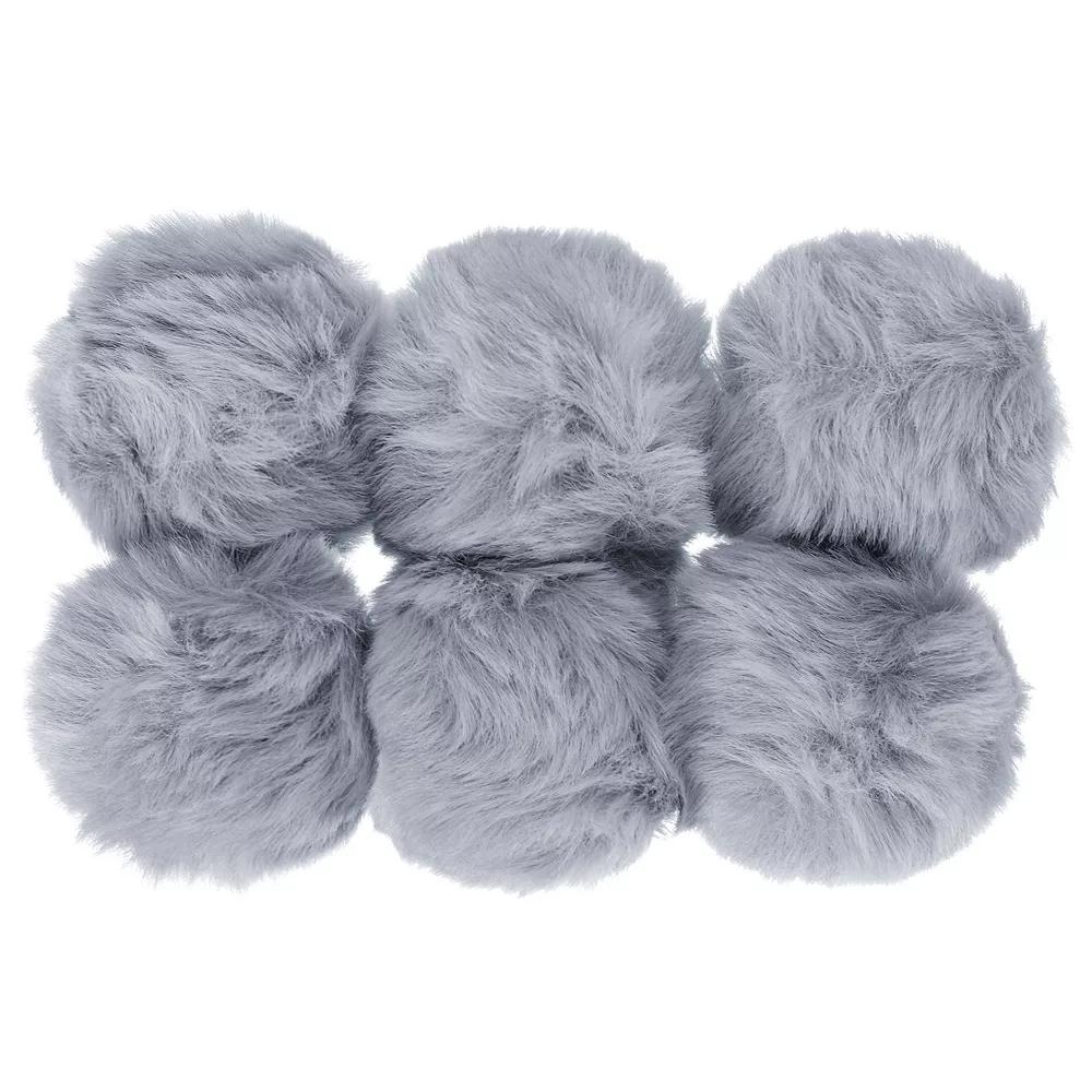 Fluffy Soft Elastic Faux Fur Pom Poms for Hats Scarves Gloves 6 Pcs - Image 16