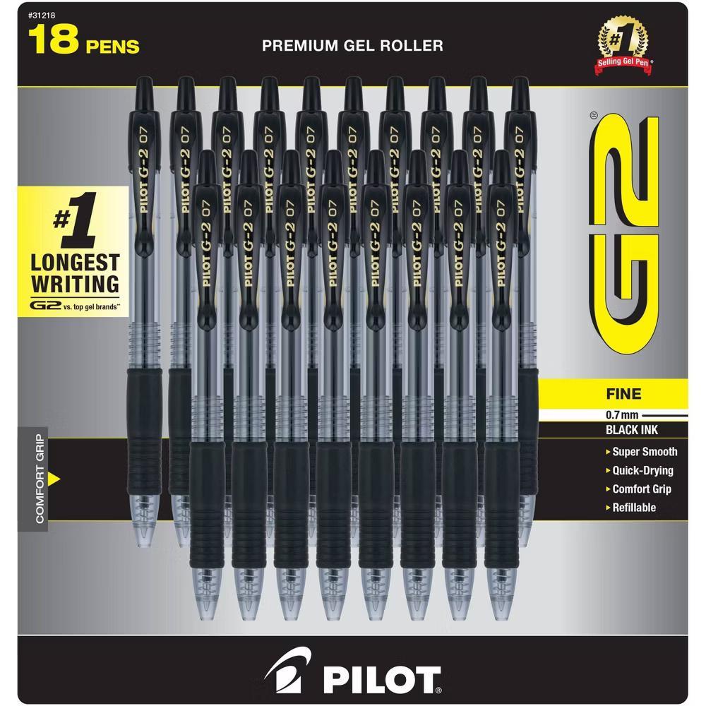 18pk G2 Gel Pens Fine Point 0.7mm Black Ink