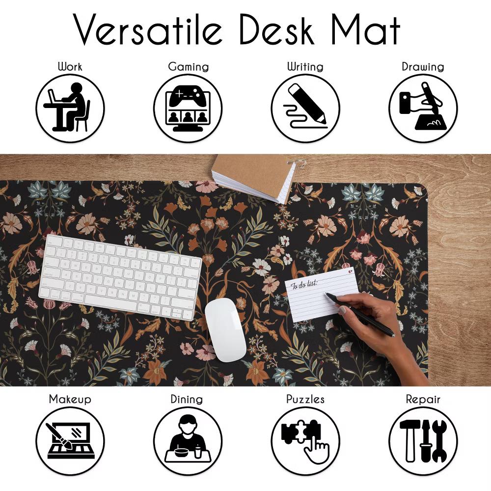 Sweet Jojo Designs Girl Large Mouse Pad Desk Mat Boho Floral Wildflower Black and Orange - Image 4