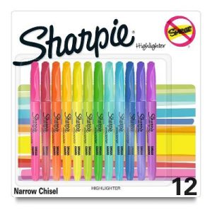 12ct Highlighters Pocket Fine Tip Assorted Colors: Multicolored Markers for School & Office, Art Stationery