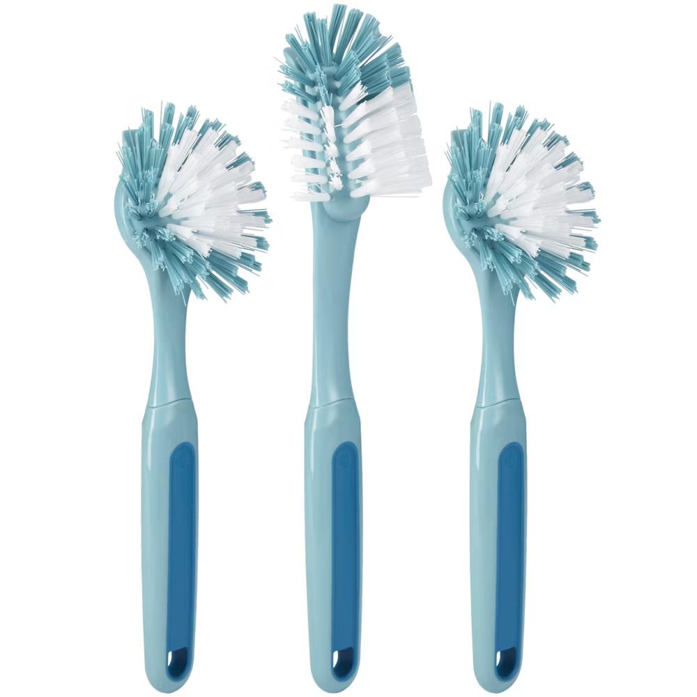 Ready 3pk Dish Brush Set: Rubber & Plastic Cleaning Tools, Blue, 11.5" Height, 5.75" Width, 2.25" Depth - Image 5