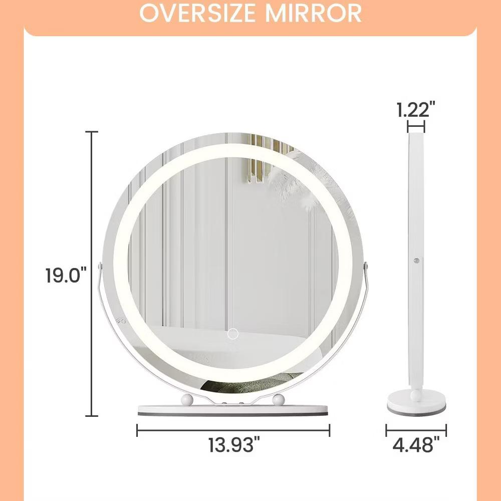 LED Vanity Mirror – Touch Control 3 Light Modes, Dimmable & 360° Rotation Makeup Mirror for Bathroom/Bedroom (1-Piece) - Image 25