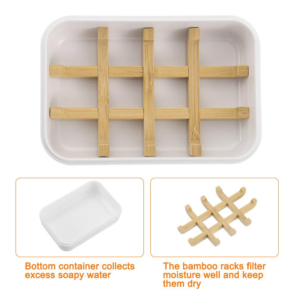 Bamboo Fiber Self-Draining Soap Holder with Lid - Image 11