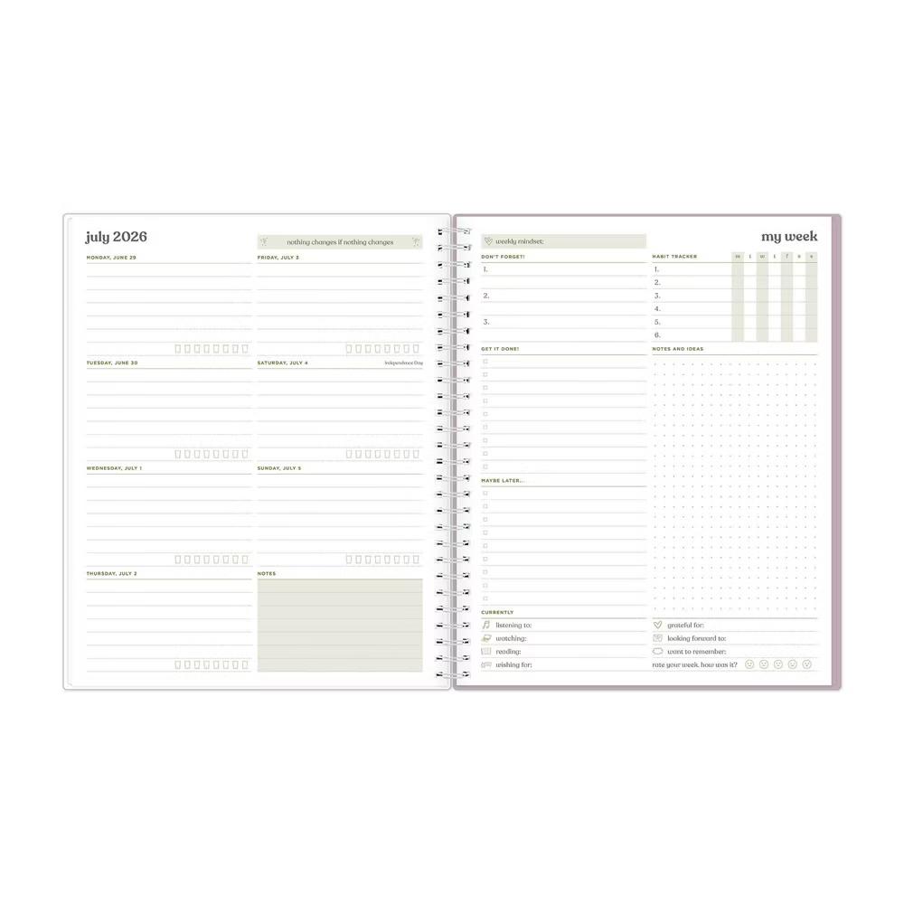 Day Designer 8"x10" 2026-2027 Weekly/Monthly Lila Planner Sweet Daisy Lilac Smooth Frosted Wirebound