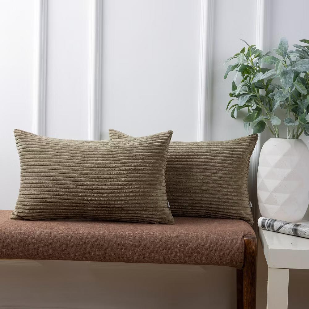 Phantoscope Solid Color Corduroy Pillow Covers Set of 2 Plush Velvet & Soft Accent - Image 18