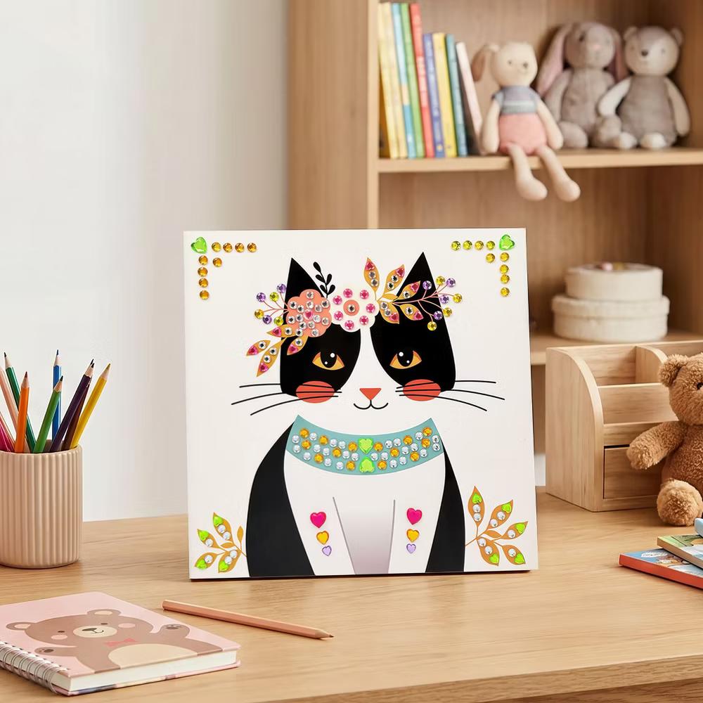Gem Sticker Art Kit, Diamond Painting Arts and Crafts Supplies, Gemstone Sticker DIY Crafts, Adorable Cats - Image 5
