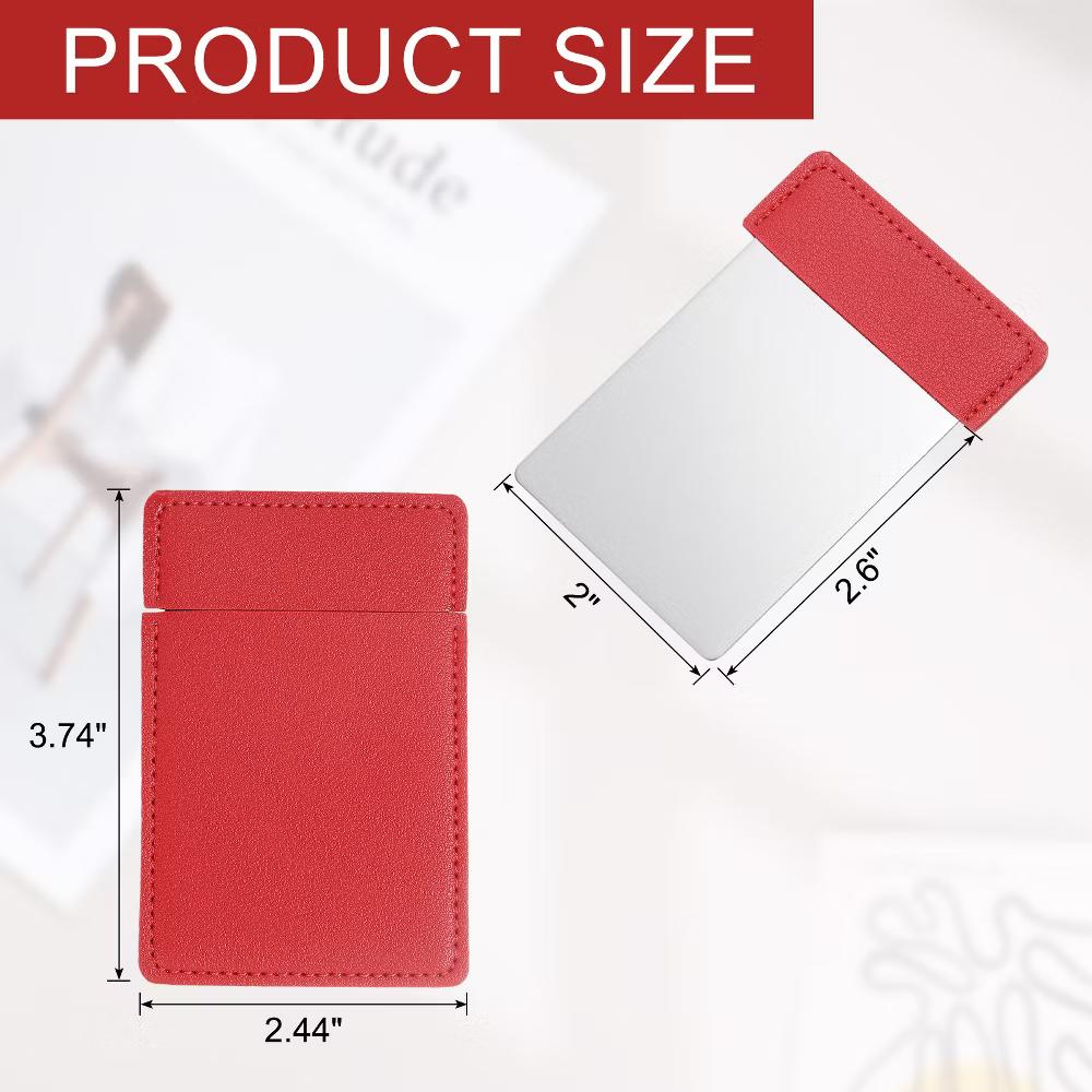 Stainless Steel Pocket Travel PU Leather Mini Mirror - Image 21