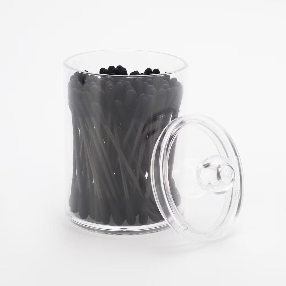 Lid-round Cup Acrylic Cotton Swab Jar for Bathroom Clear 1 Pc - Image 3