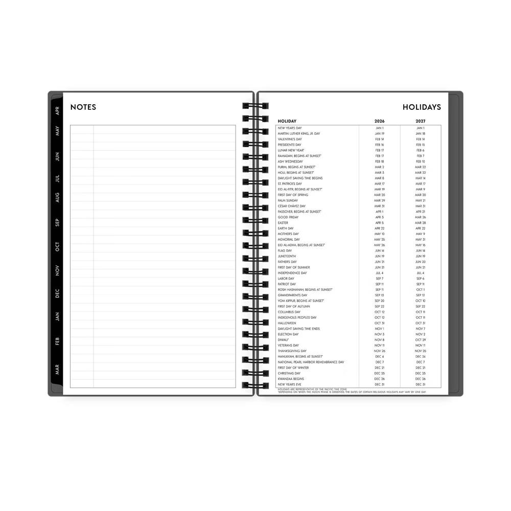 Blue Sky 5"x8" 2026-2027 Planner Gray Weekly/Monthly 15 Months Safety Wirebound