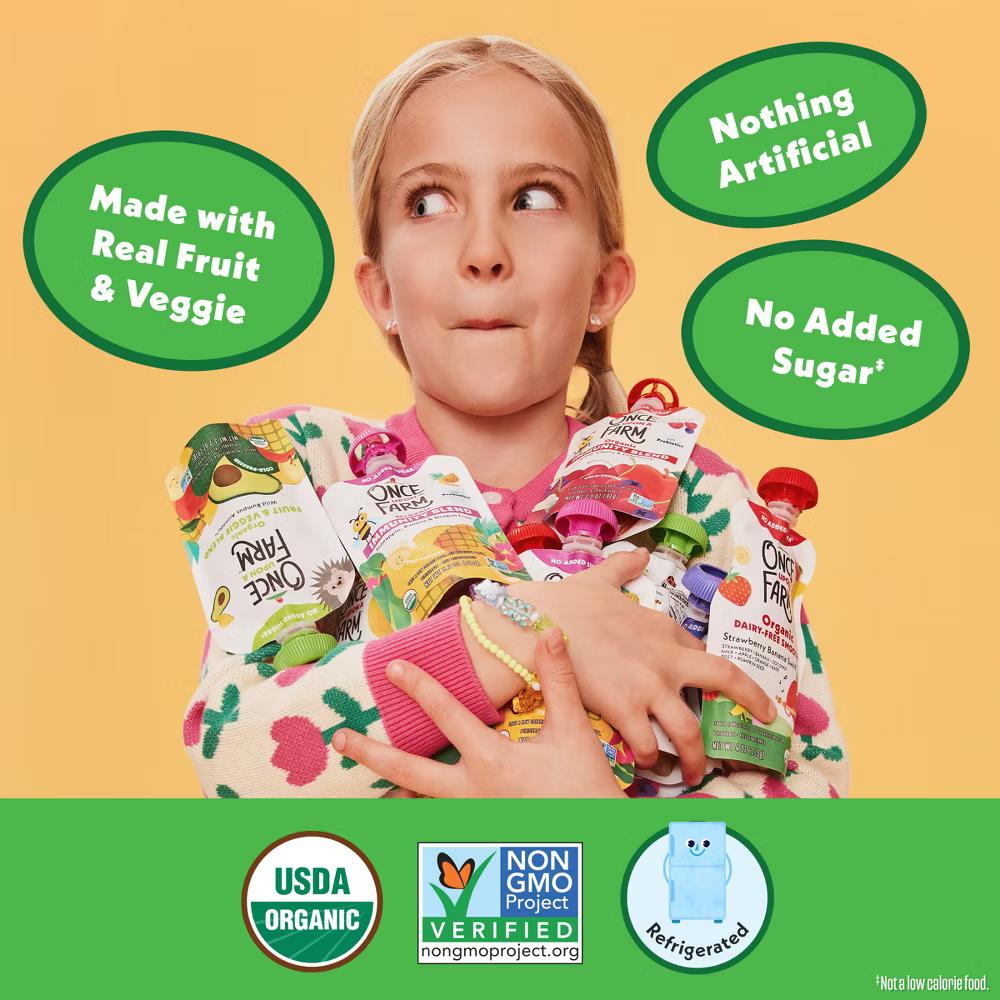 Once Upon A Farm Go-Go Greens Organic Dairy-Free Kids' Smoothie - 4oz Pouch - Image 2