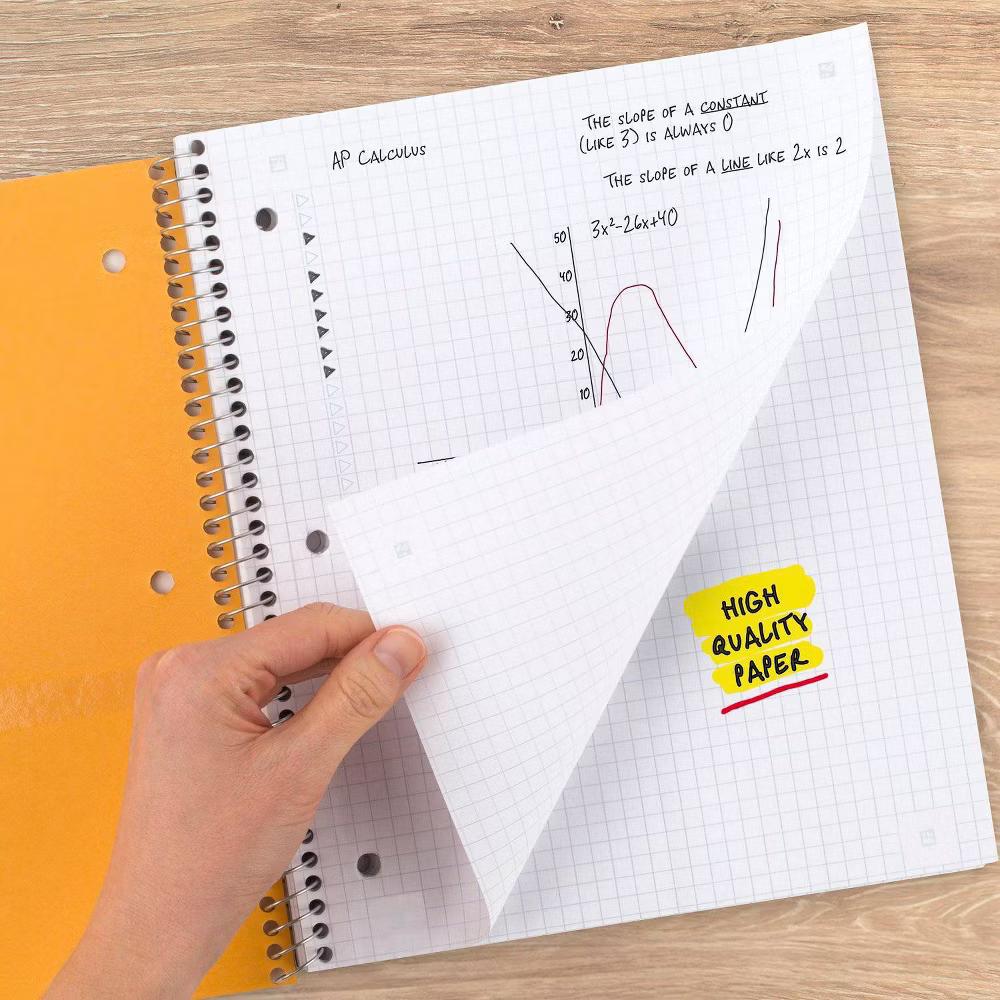 Five Star 1 Subject 100pg Graph Ruled Solid Spiral Notebook: Multicolor, 8.5x11", Flexible Cover, 3 Hole Punched - Image 4