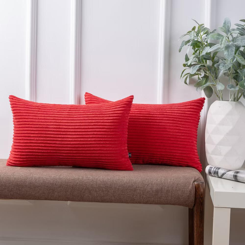 Phantoscope Solid Color Corduroy Pillow Covers Set of 2 Plush Velvet & Soft Accent - Image 24