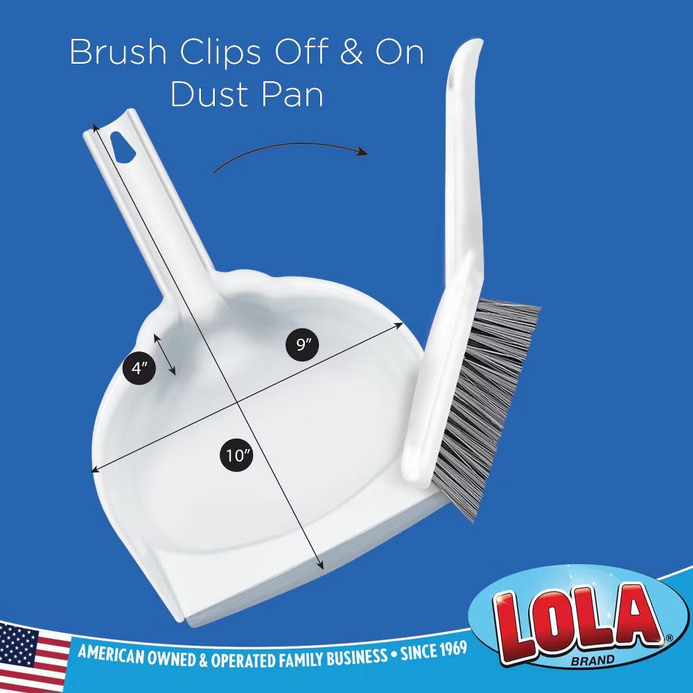 Clip On Dust Pan & Brush Set, w/ Easy Dust, Dirt & Debris Catching Rubber Lip, Flagged Fiber Bristled Brush, Hang Hole for Easy Storage - Image 7