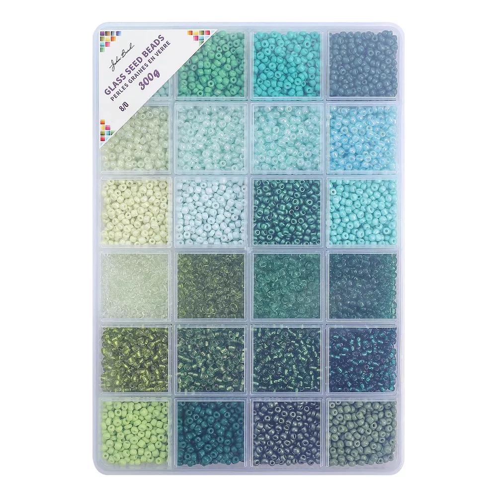 12500pcs Assorted Glass Seed Beads 8/0, 24 Colors Green Fields Palette Round Bead for DIY Crafts Jewelry Making Bead Box - Image 2