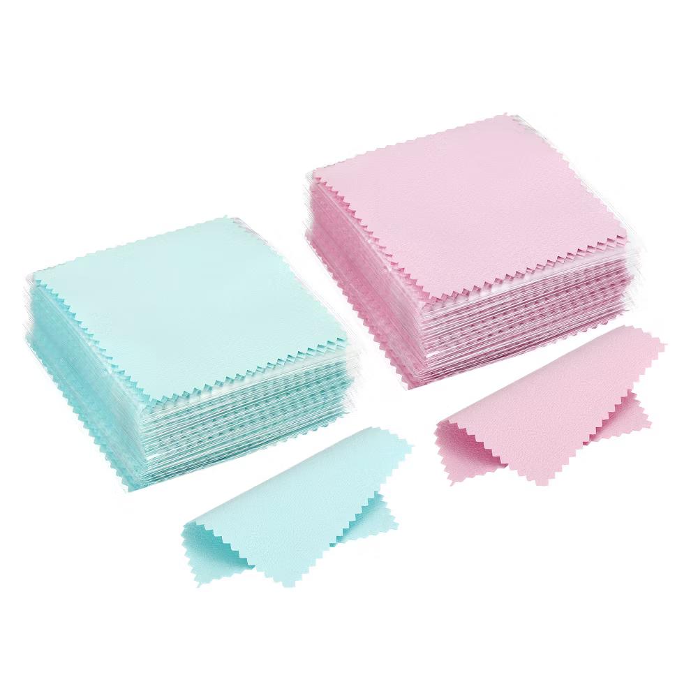 Reusable Double-Sided Microfiber Jewelry Cleaning Cloth 100 Pcs