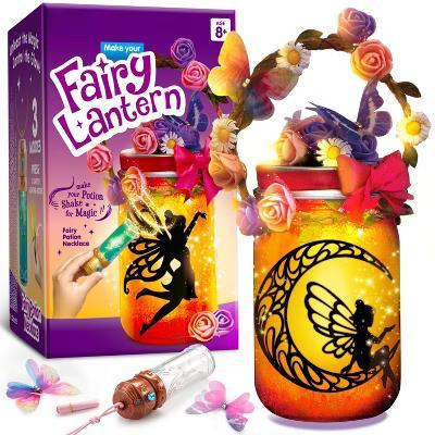 Fairy Lantern Craft Kit, 2-in-1 Rose Light & String Light for Kids, Arts and Crafts, DIY Art Kit, Ideal Gift for Girls Age 8