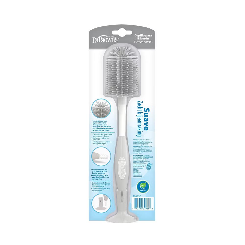 Dr. Brown's Soft Touch No Scratch Baby Bottle Cleaning Brush with Stand - Gray: BPA-Free Plastic, Silicone - Image 8