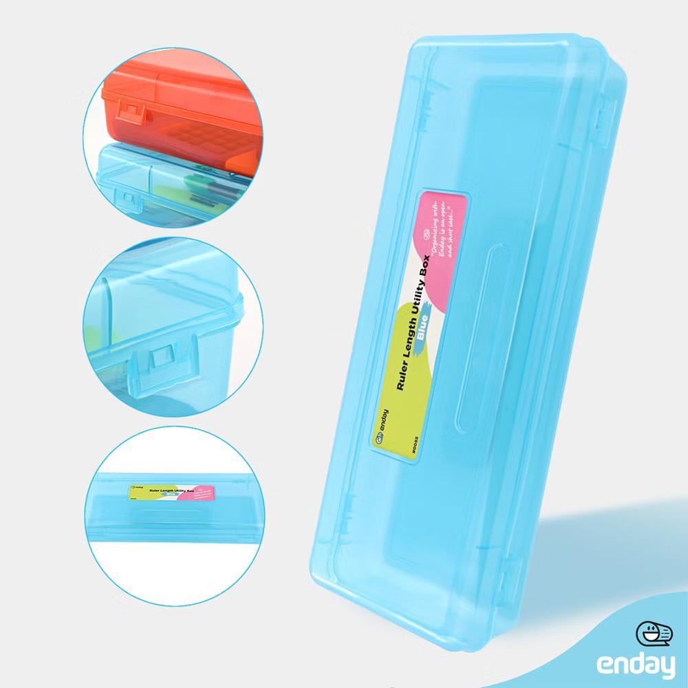 Pencil Box, Storage Organizer Utility Box, Multipurpose Long Ruler Length School Office Supplies Plastic Pencil Case for Kids & Adults - Image 3