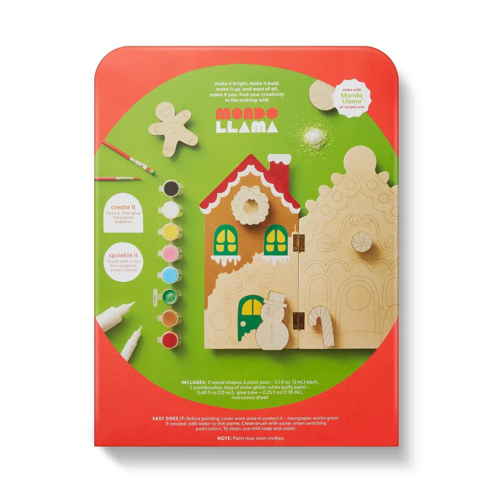 Christmas Craft Wooden Foldable Gingerbread Village Painting Activity Kit - Image 3