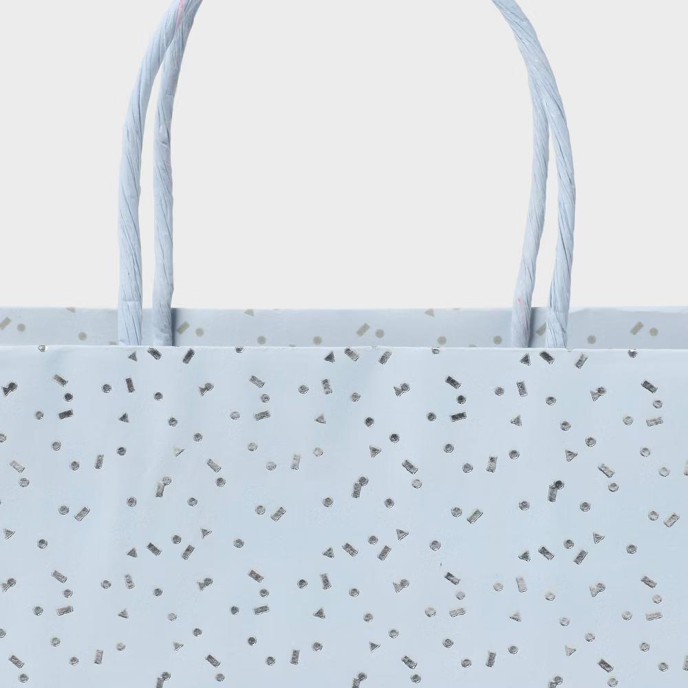 Medium Foil Print Confetti Kraft Gift Bag Blue/Silver