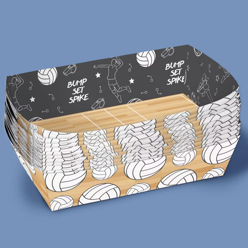 Volleyball Party Paper Food Trays, Disposable Double-Sided Paper Food Holders for Nachos, Hot Dogs, French Fries - 12 Ct - Image 3