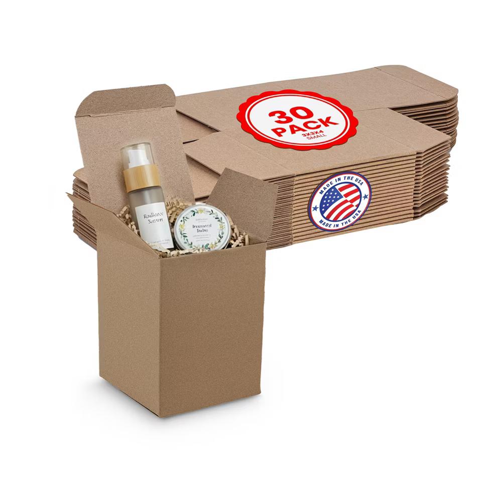 MT Products Tuck Top Kraft Paperboard Gift Boxes 3" 3" 4" - Pack of 30 - Image 2