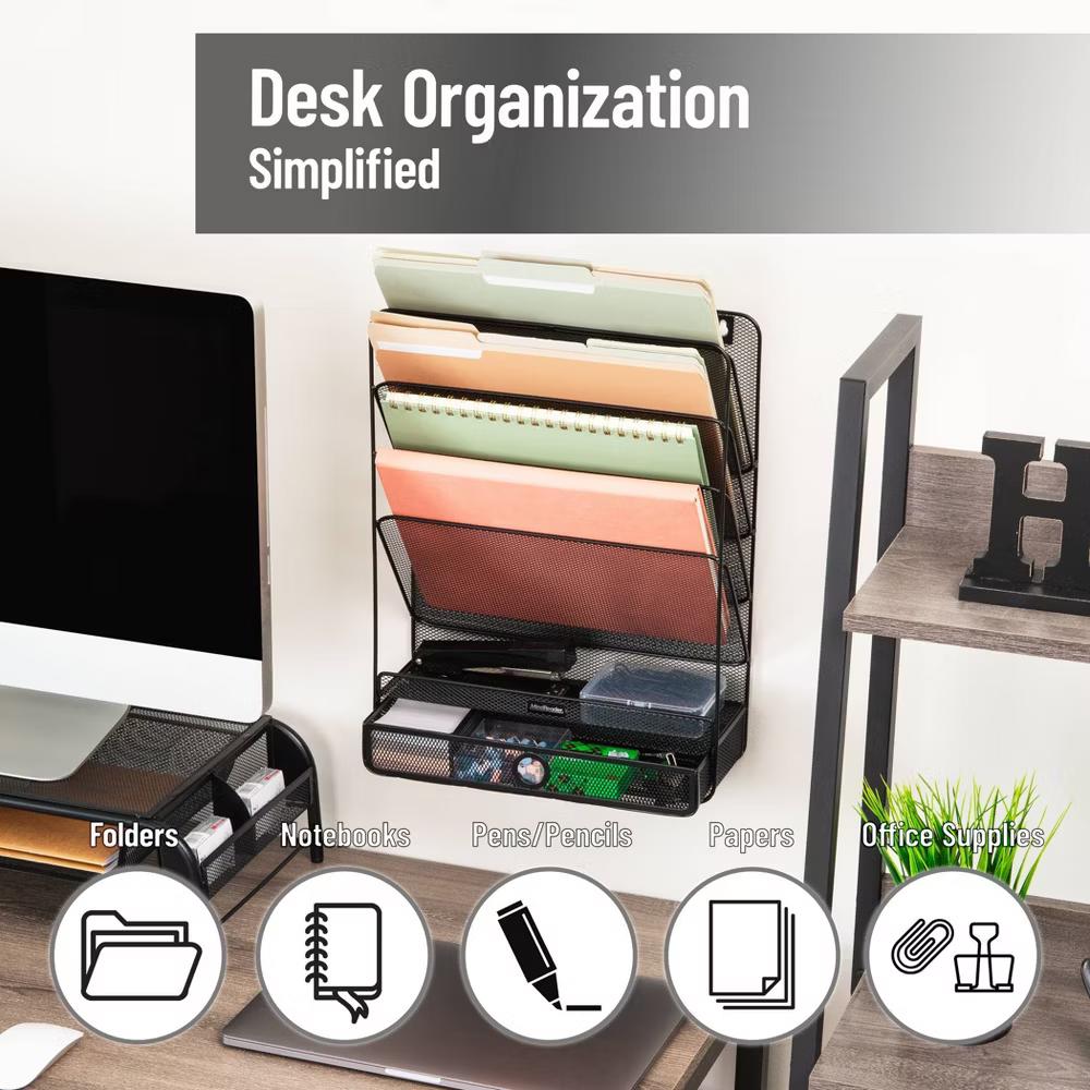 Wall Mount Metal File Organizers Black
