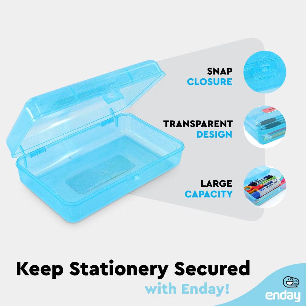 Plastic Pencil Box with Snap Closure Lids, Small Utility Storage Crayon School and Office Supplies Case Organizer - Image 2