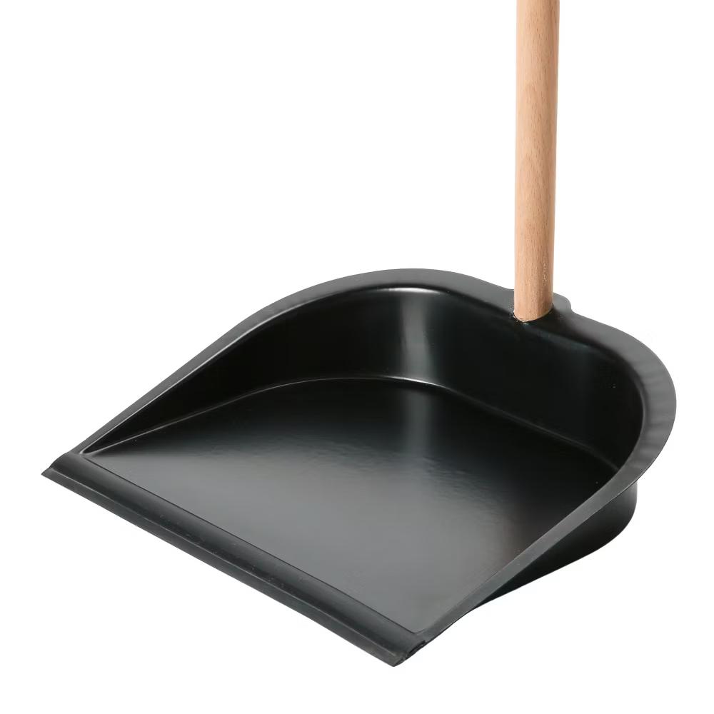Storied Home Beech Wood Broom and Standing Metal Dust Pan Set, Natural and Black - Image 5