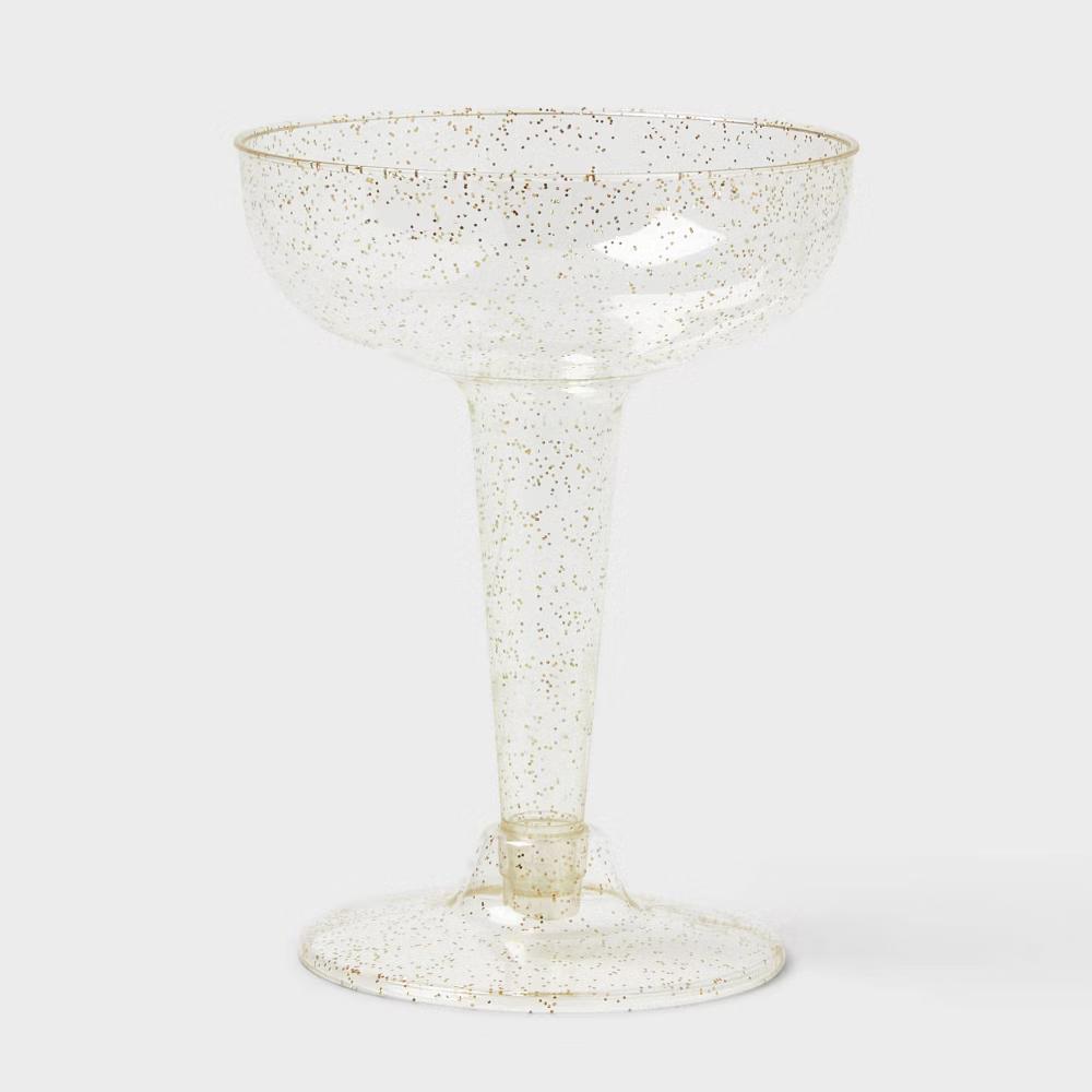 4.5oz 20ct Plastic Coupe Champagne Gold Glitter - Image 3
