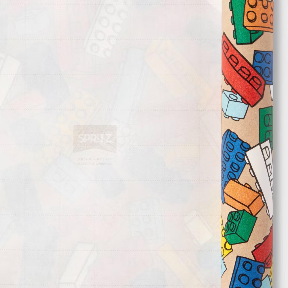 96"x30" Building Blocks Birthday Gift Wrapping Paper Colorful