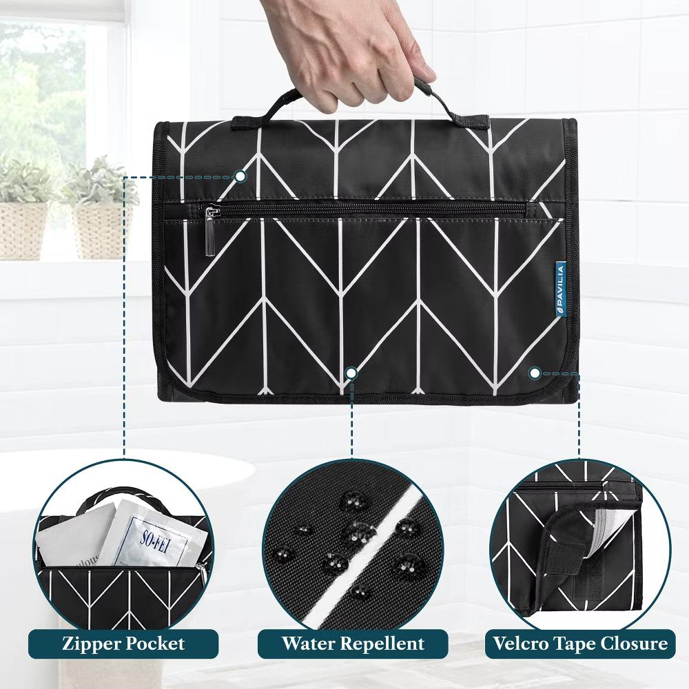 Hanging Toiletry Bag Women Men, Travel Kit Foldable Waterproof Organizer, Roll up Cosmetics Makeup Essentials Jewelry Case - Image 14
