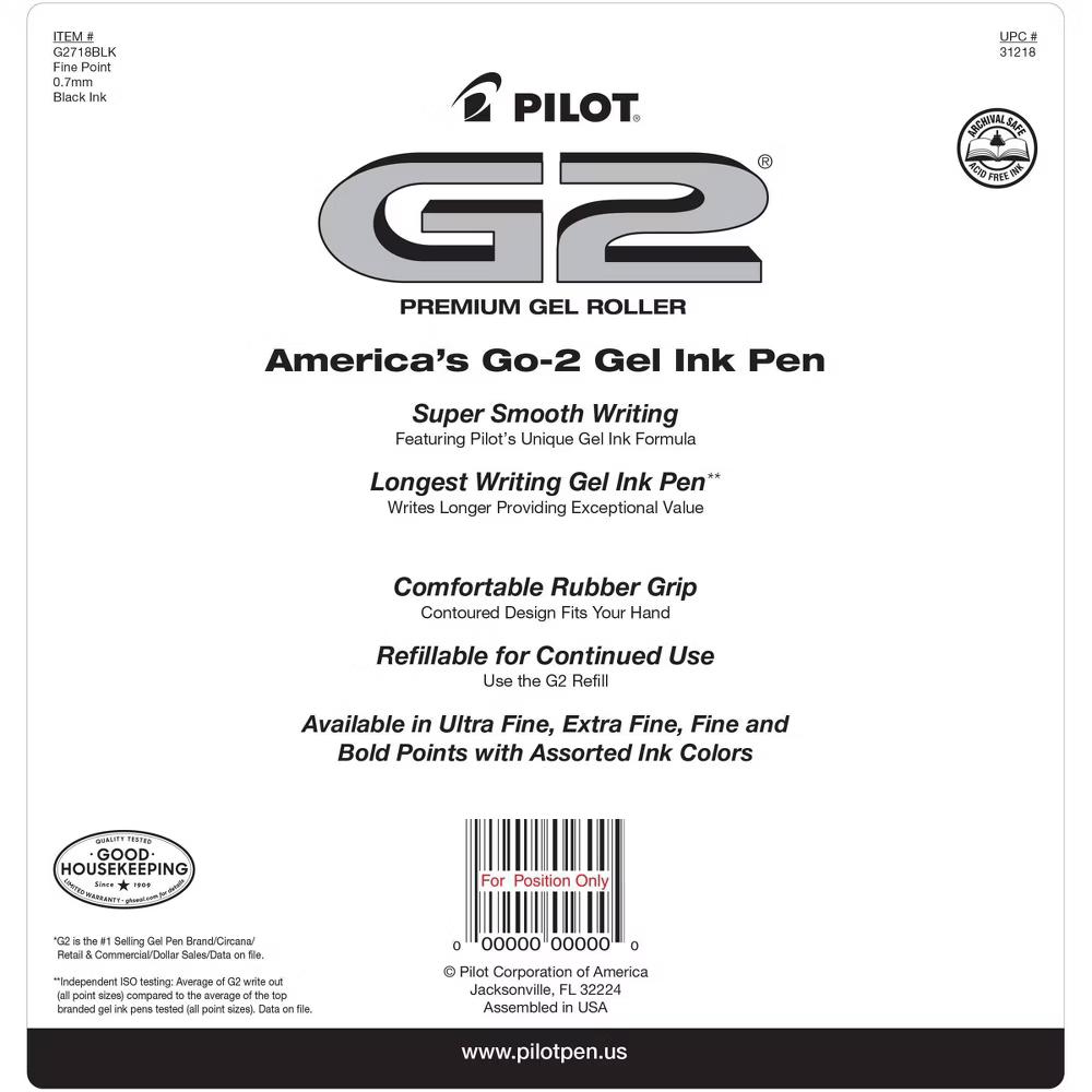 18pk G2 Gel Pens Fine Point 0.7mm Black Ink - Image 2