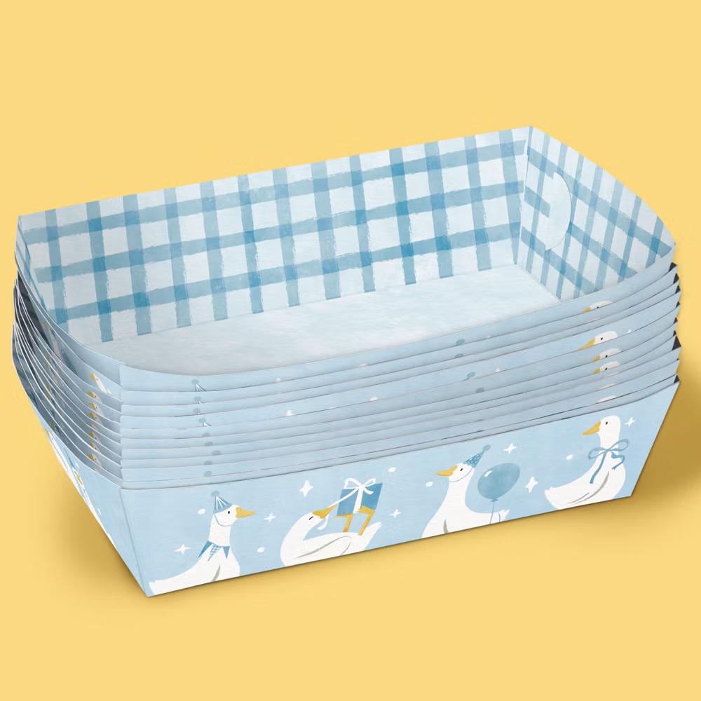 One Silly Goose Blue Paper Food Trays, Disposable Food Boats for Boy 1st Birthday Party, Double-Sided Paper Meal Holders - 12 Ct - Image 4