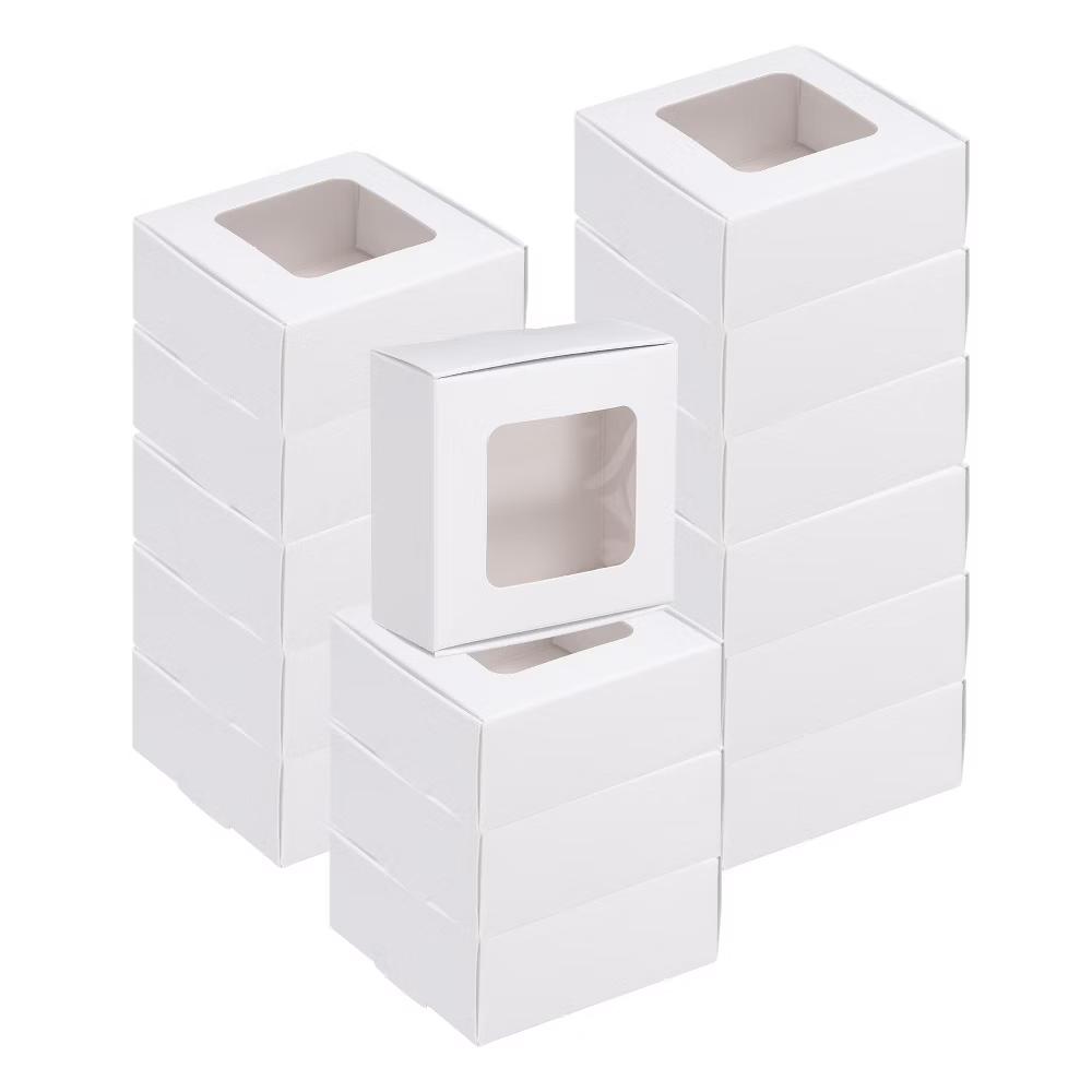 Paper Party Favor Treats Candy Cookie Packaging with Clear Window Kraft Soap Boxes 32 Pcs - Image 3