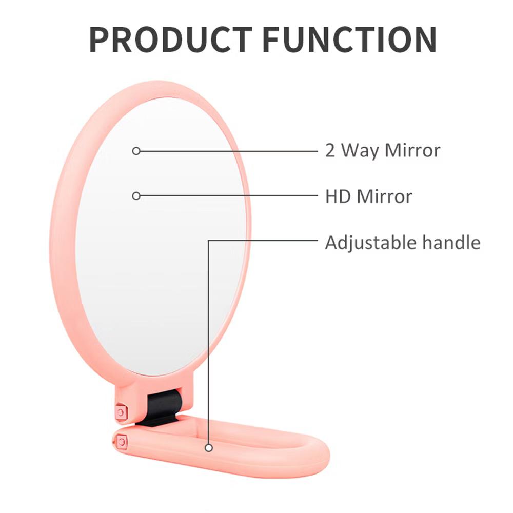 Mber Hand Mirror For Makeup Mirror Double Sided, 1X 10X Magnifying Mirror, Handheld Mirrors with Handle, Foldable Travel Hand Mirror With Stand Pink - Image 7