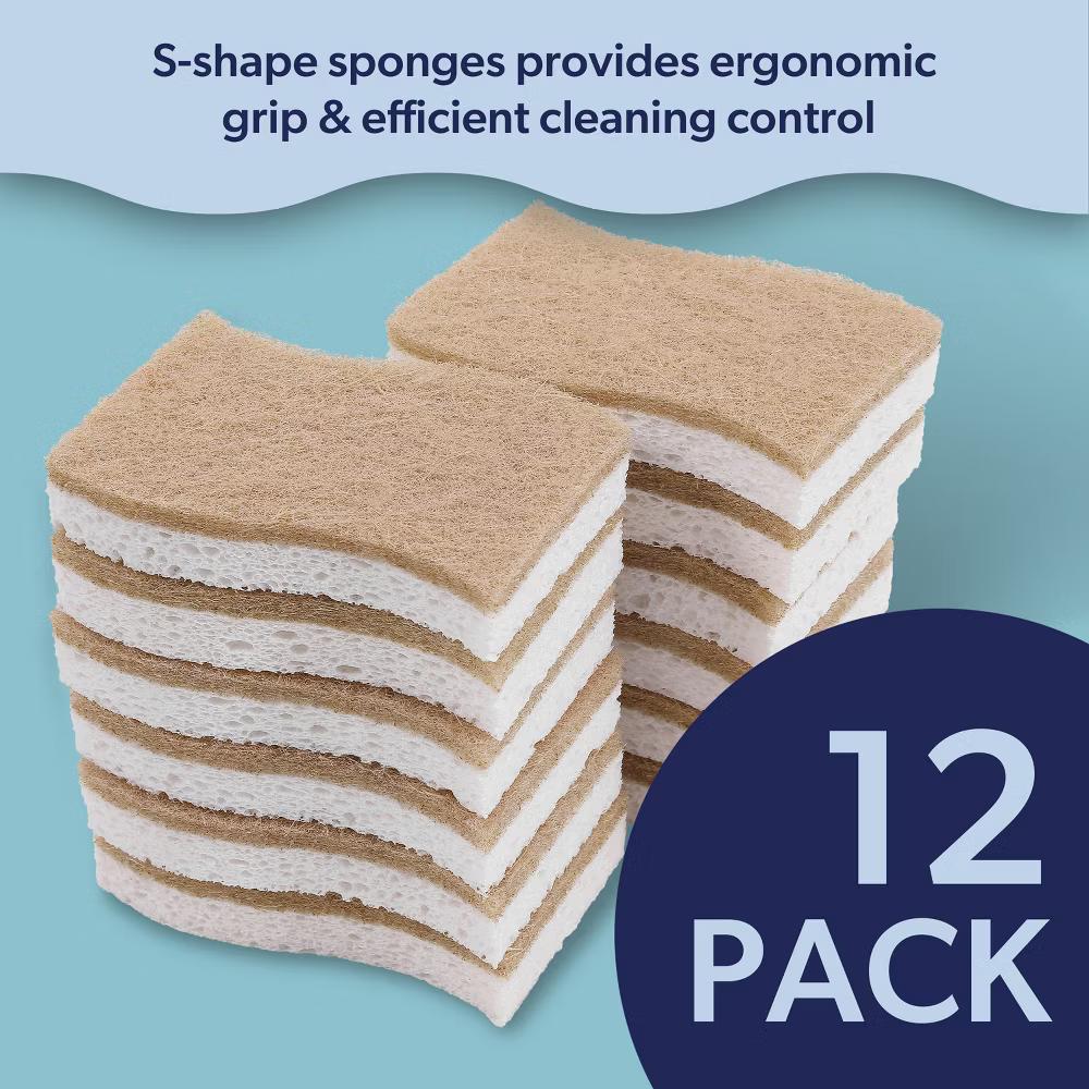 happimess Natural Plant Based Non-Scratch Sisal Hemp/Cellulose Scrubbing Dish Sponge - Image 5