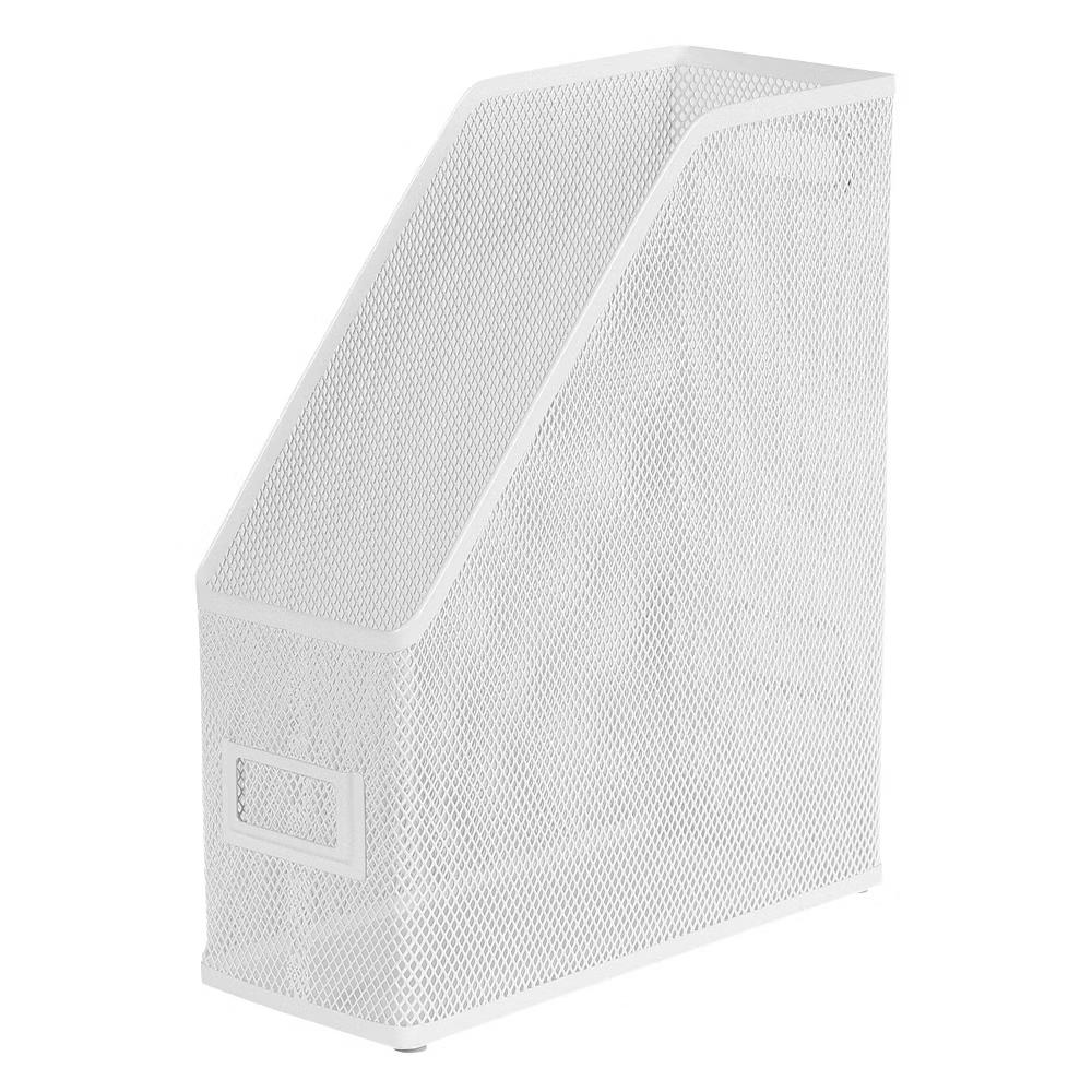 Mesh Magazine File White - Steel File Organizer & Holder, No Assembly Required, 12" H 10" W 4.12" D