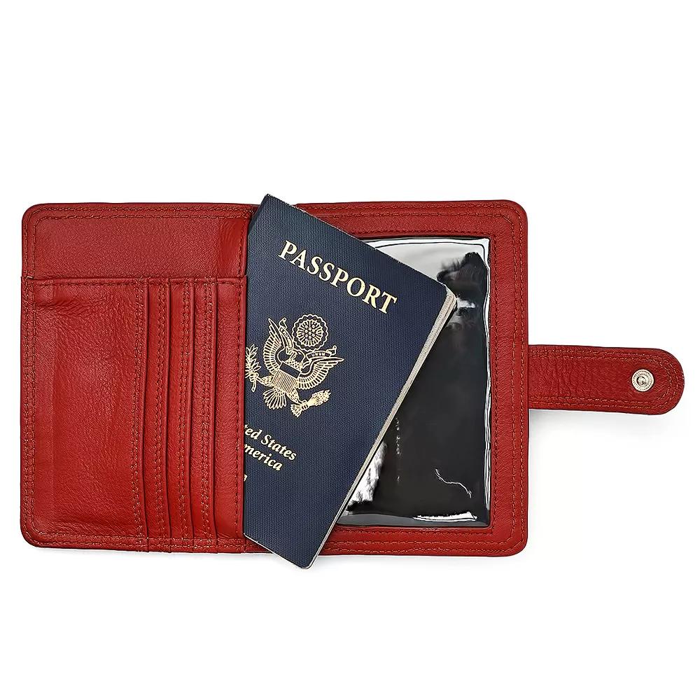 Steeltime Unisex leather passport holder. Color Options: Black, Brown, Navy, Teal, Red, Purple - Image 17